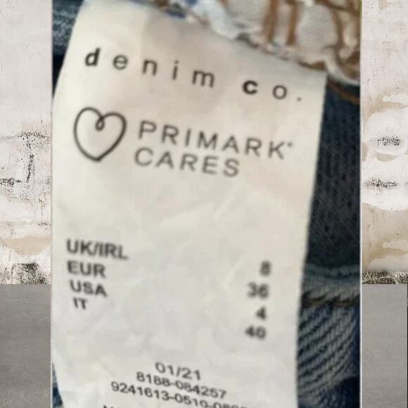 Primark Denim Co Womens High Rise Mom Jeans-Acid Wash-Size 4 - Picture 6 of 6